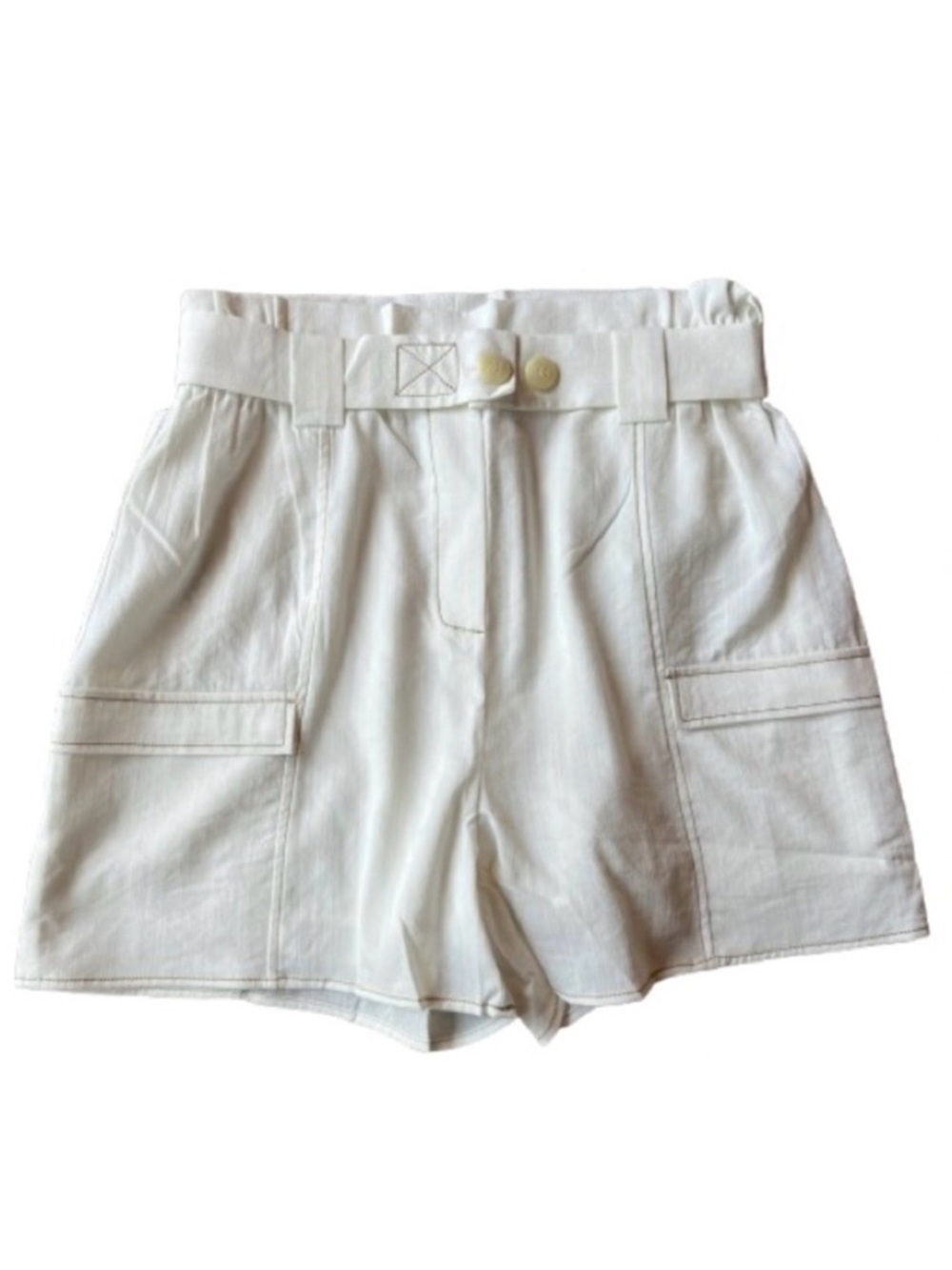 Moon River White High-Rise Belted Viscose Blend Shorts Women’s Size M